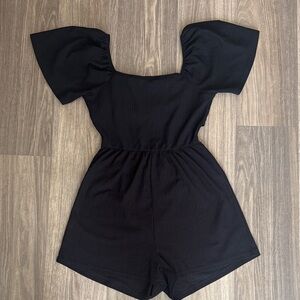 Women's Black Romper with Back Tie